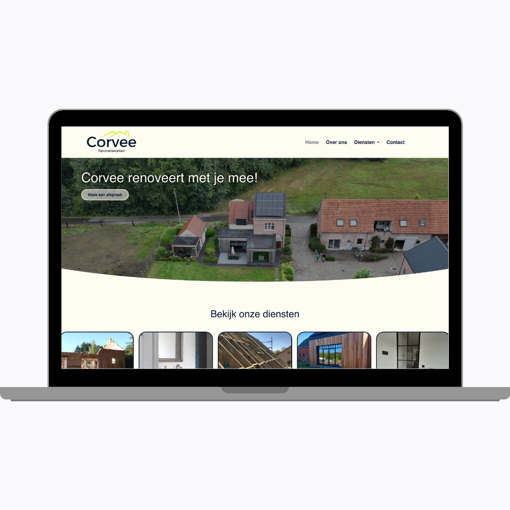 Laptopweergave van een gerealiseerde website