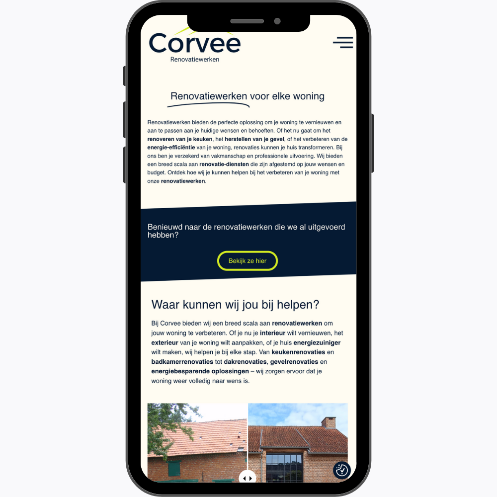 Door koZos gerealiseerde website in mobileweergave