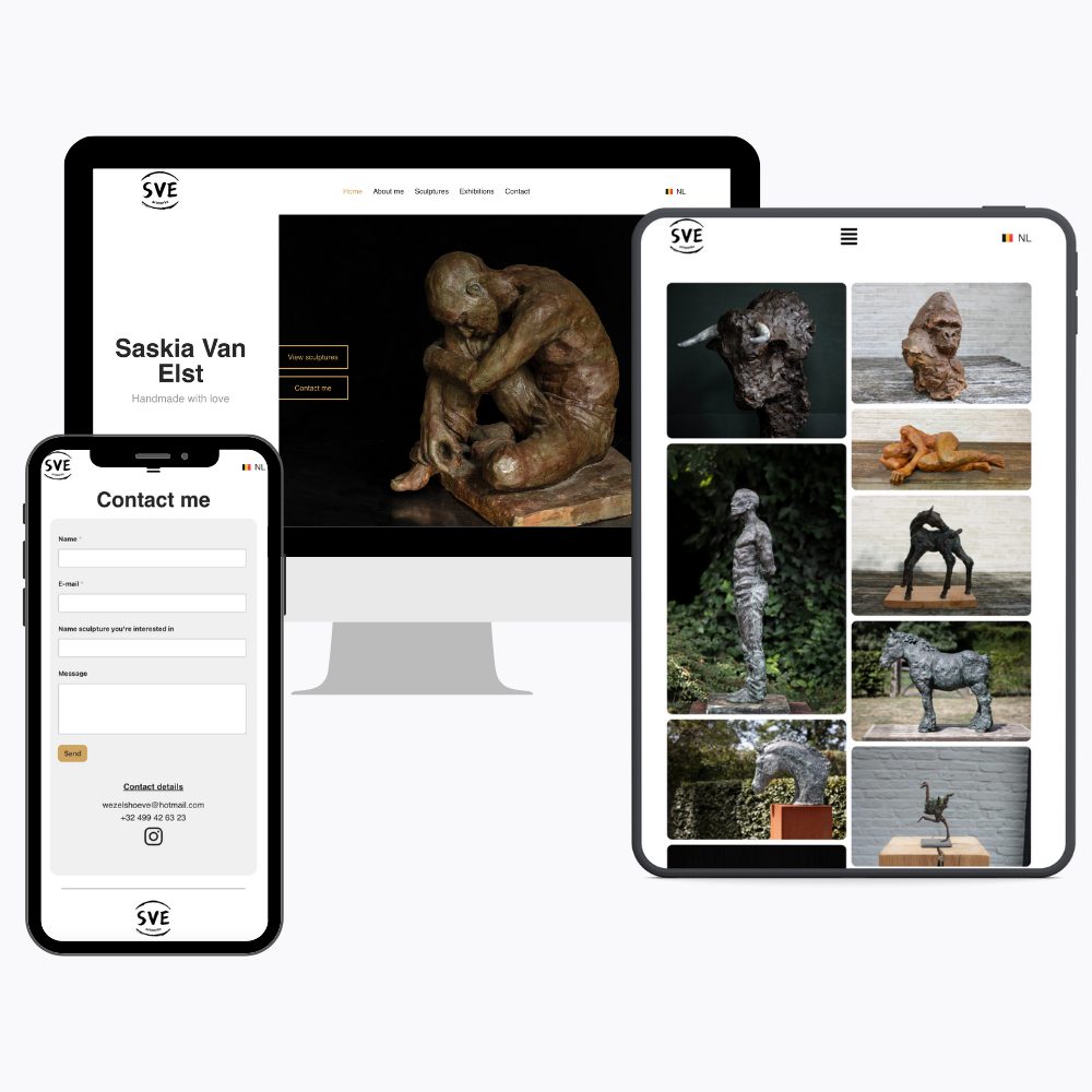 Professionele website op maat, responsief weergegeven op desktop, tablet en mobiel